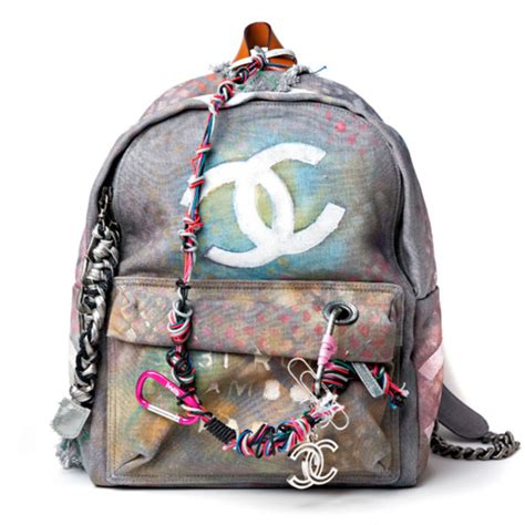 chanel black backpack 2015|authentic Chanel graffiti backpack.